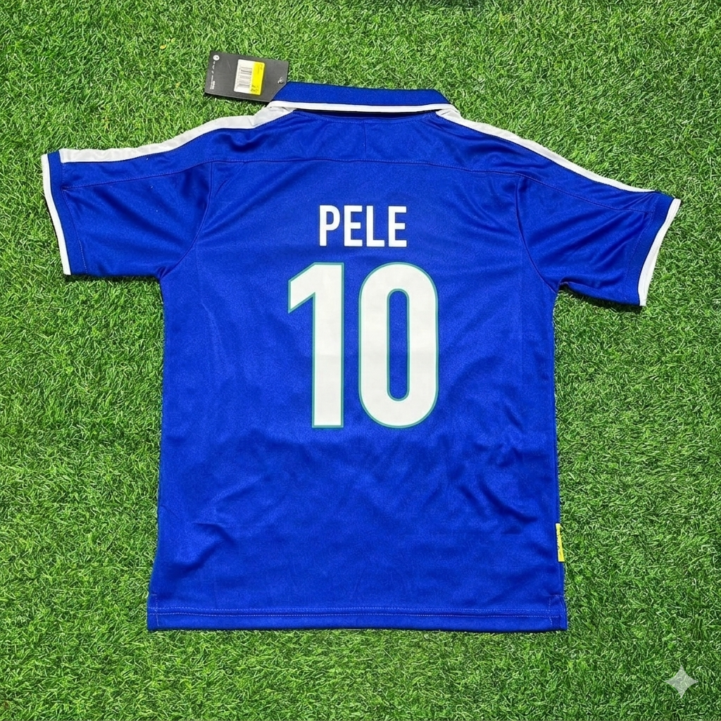 Brazil Pele Blue Retro Football Jersey