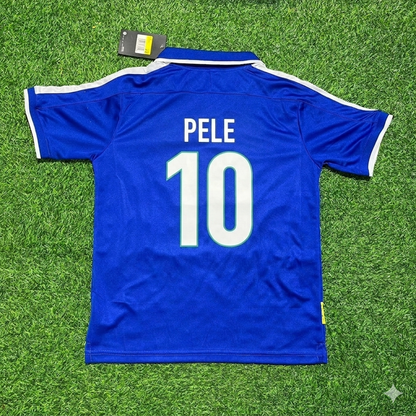 Brazil Pele Blue Retro Football Jersey