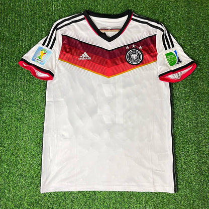 Germany World Cup 2014 Mario Gómez - Deutschland White Retro Football Jersey Kit