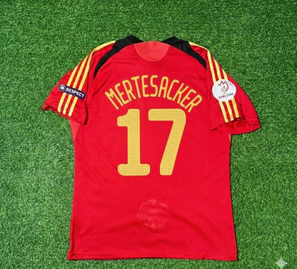 Germany EURO 2008 Per Mertesacker Away Red Retro Football Jersey Kit