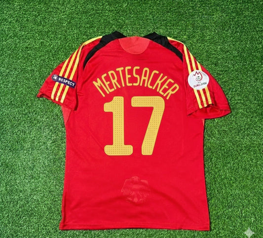Germany EURO 2008 Per Mertesacker Away Red Retro Football Jersey Kit