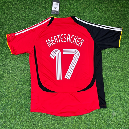 Germany World Cup 2006 Per Mertesacker Away Red Black Retro Football Jersey