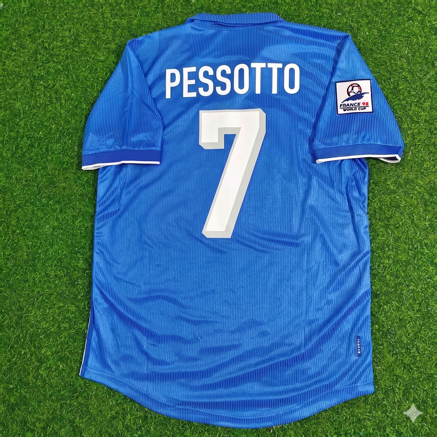 Italy World Cup 1998 Gianluca Pessotto Home Blue Retro Football Jersey