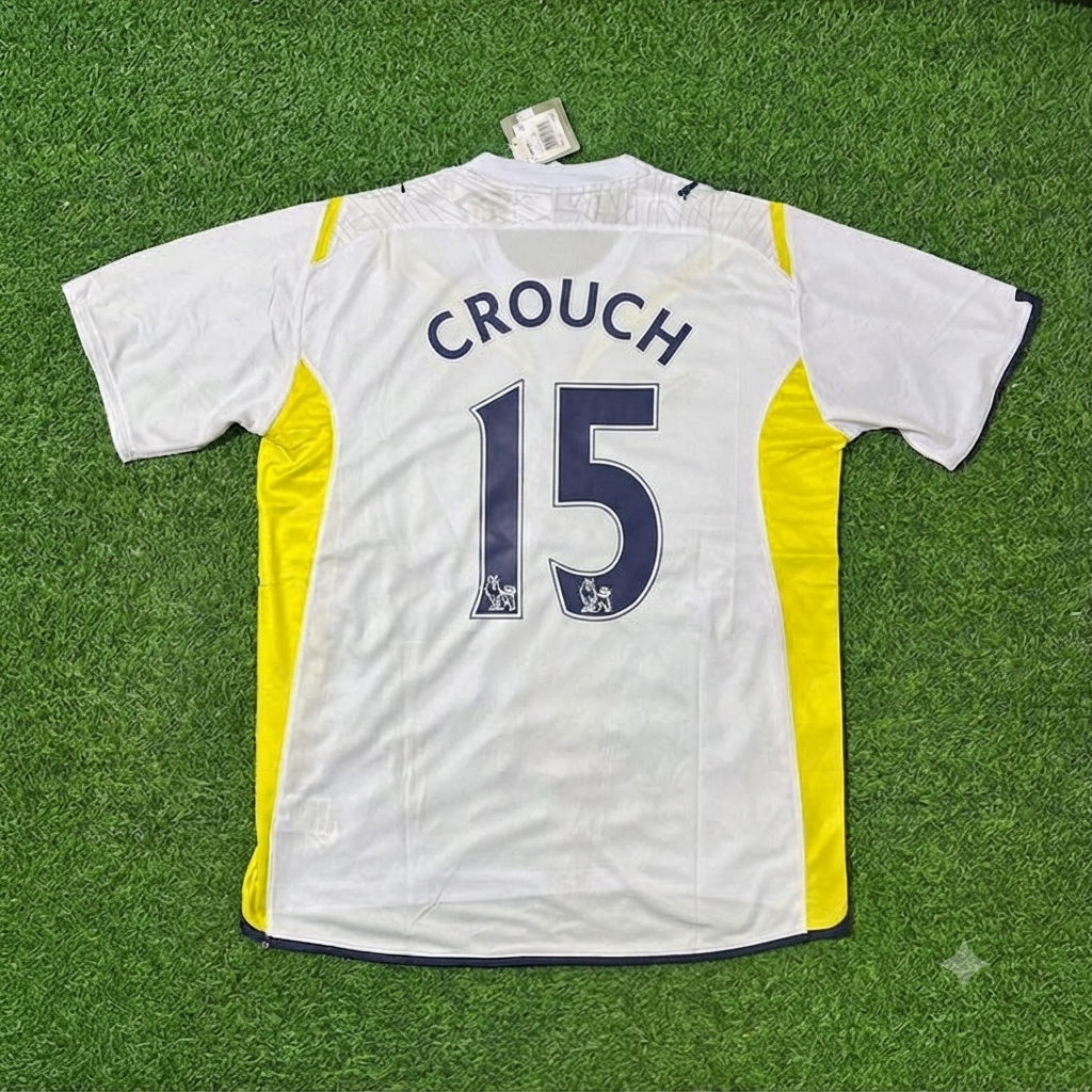 Peter Crouch #15 Tottenham 2009 2010 White Retro Football Jersey Kit
