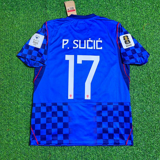 Petar Sučić Croatia 2026 World Cup Away Blue Football Jersey Paradise Edition