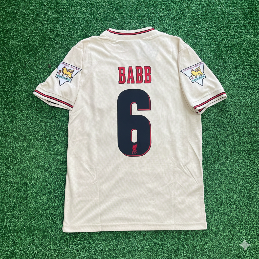 Phil Babb Liverpool 1996 1997 Retro Away White Retro Football Jersey
