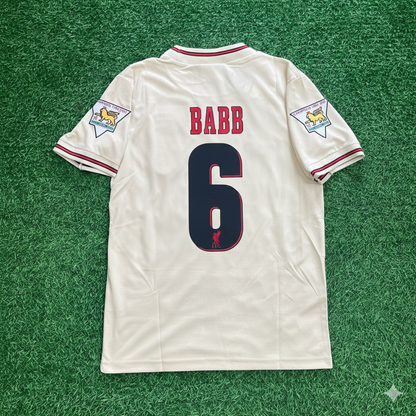 Phil Babb Liverpool 1996 1997 Retro Away White Retro Football Jersey