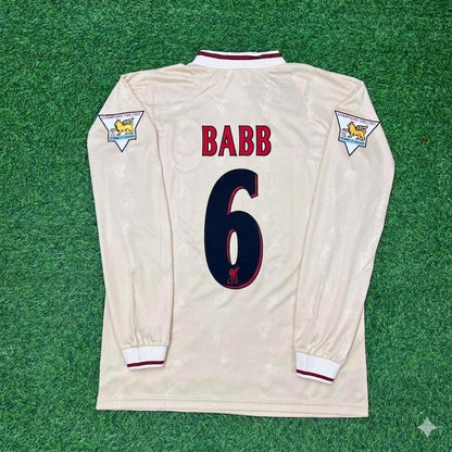 Phil Babb Liverpool 1996 1997 Retro Away White Long Sleeve Football Jersey