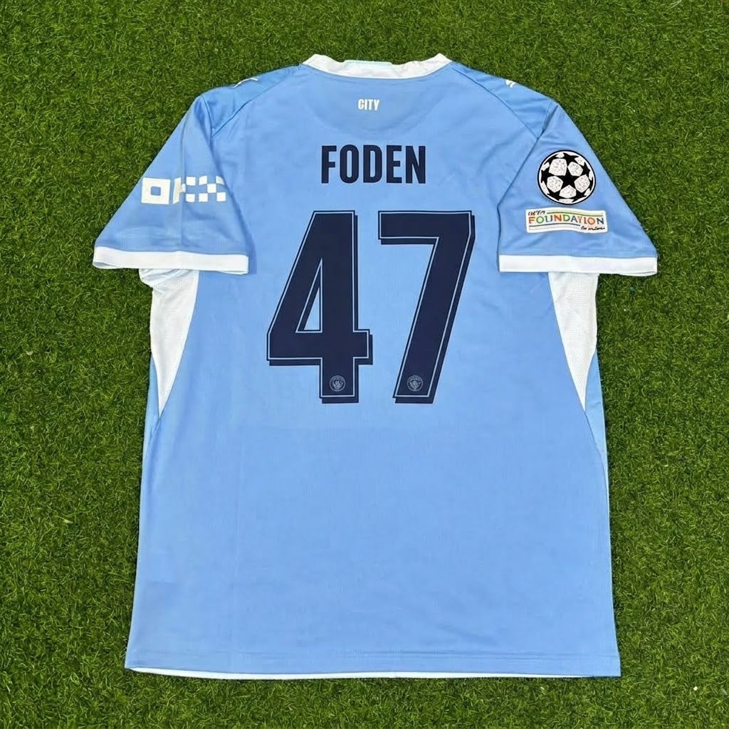 Phil Foden #47 Manchester City 2026-27 Home Champions League Patch Football Jersey