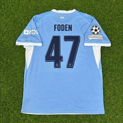 Phil Foden #47 Manchester City 2026-27 Home Champions League Patch Football Jersey
