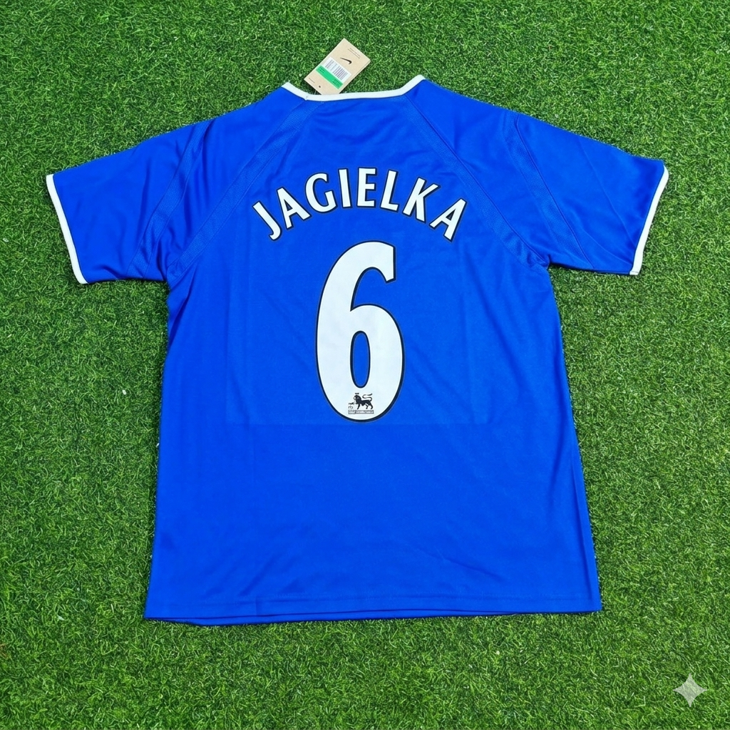 Phil Jagielka #6 Everton Fc Blue Retro Football Jersey Kit