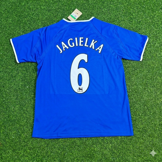 Phil Jagielka #6 Everton Fc Blue Retro Football Jersey Kit