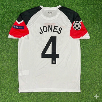 Phil Jones #4 Manchester United 2011 Champions League Final White Football Jersey Kit