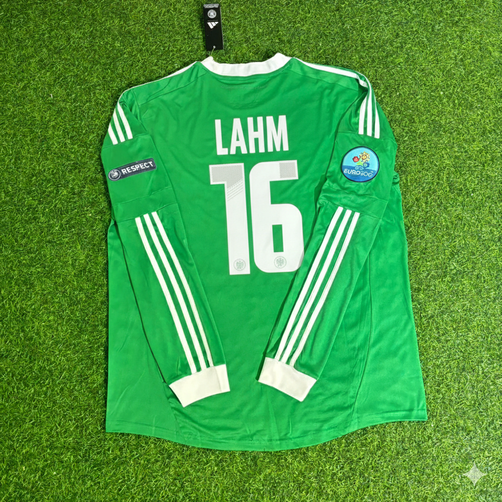 Germany EURO 2012 Philipp Lahm Long Sleeve Green Retro Football Jersey