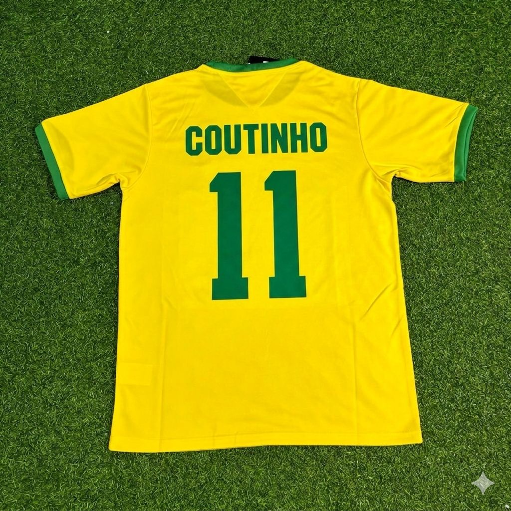 Philippe Coutinho Brazil Retro Home Football Jersey