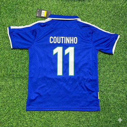 Philippe Coutinho Brazil Blue Retro Football Jersey Kit