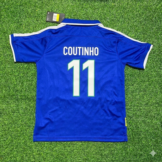 Philippe Coutinho Brazil Blue Retro Football Jersey Kit