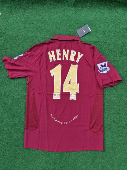 Thierry Henry Arsenal 2006 Highbury Burguny Premier League Patch Retro Football Jersey Kit
