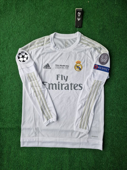 Cristiano Ronaldo 7 - Real Madrid 2016 Champions League Final Long Sleeve Football Jersey Kit