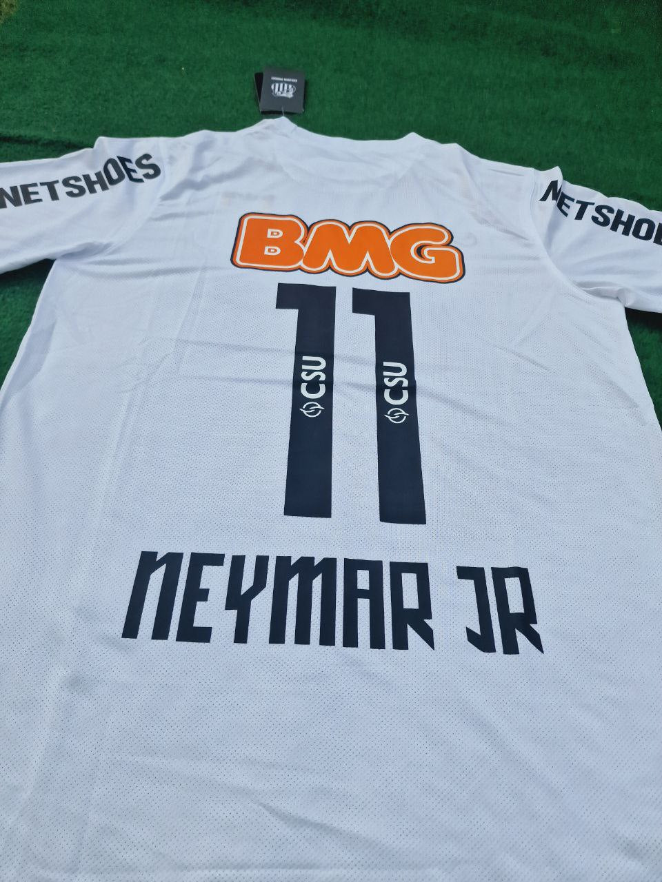 Weißes Retro-Fußballtrikot von Neymar Jr. Santos FC