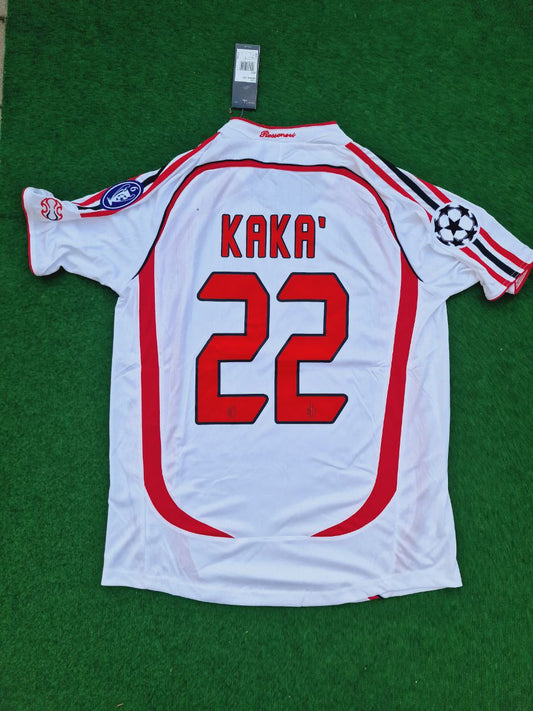 Kaká Leite Milan 2007 Final Athene Champions League Final White Retro Football Jersey