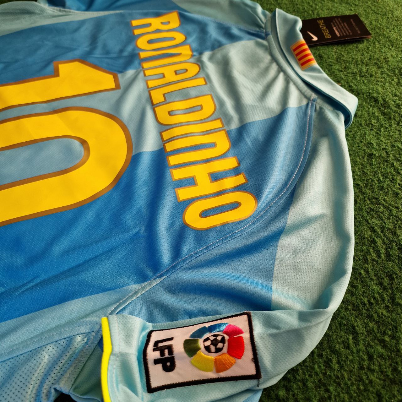 Ronaldinho Gaucho Barcelona 2008 Away Blue Retro Jersey Kit Trikot Maillot