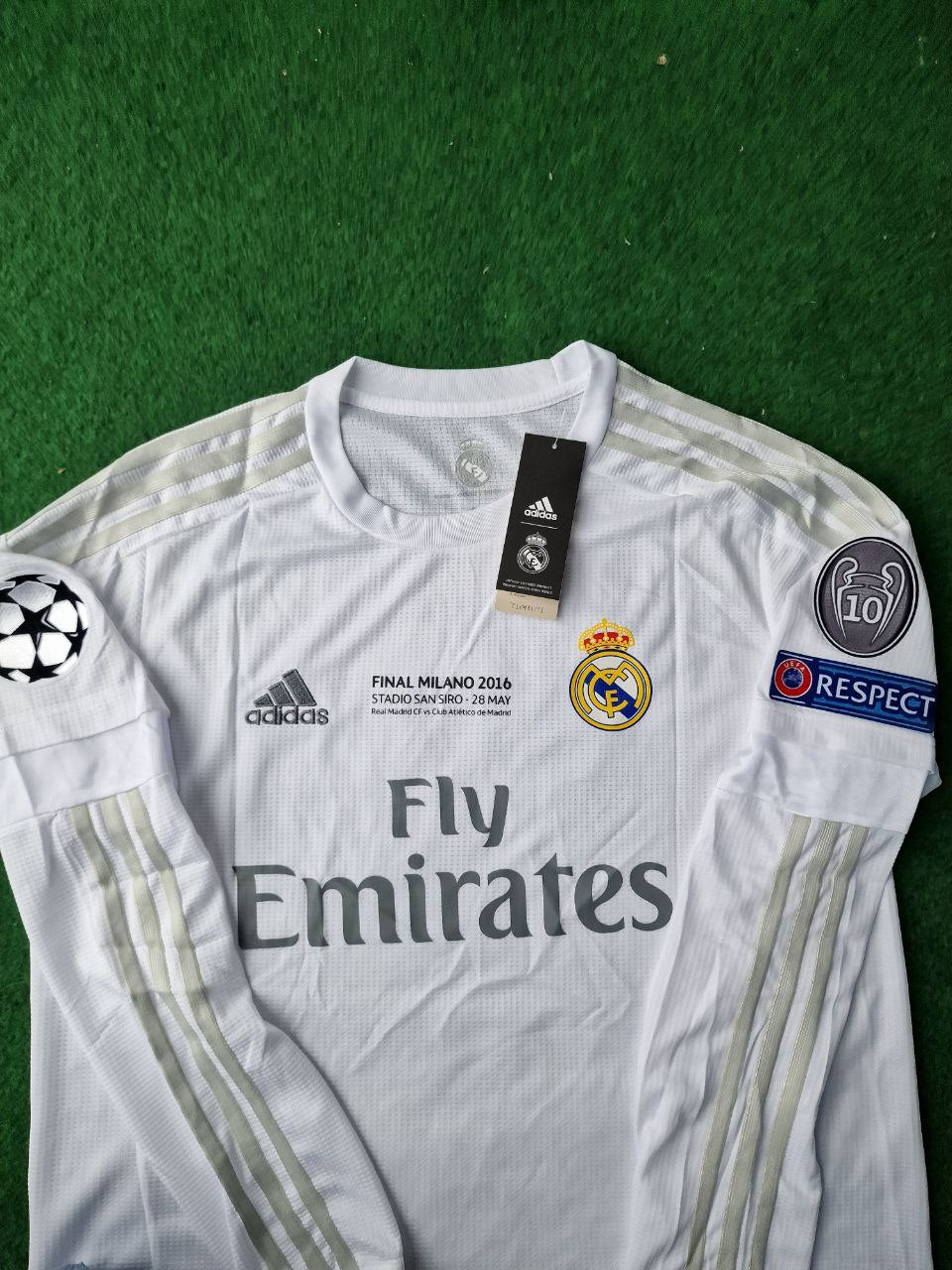 Cristiano Ronaldo 7 - Real Madrid 2016 Champions League Final Long Sleeve Football Jersey Kit