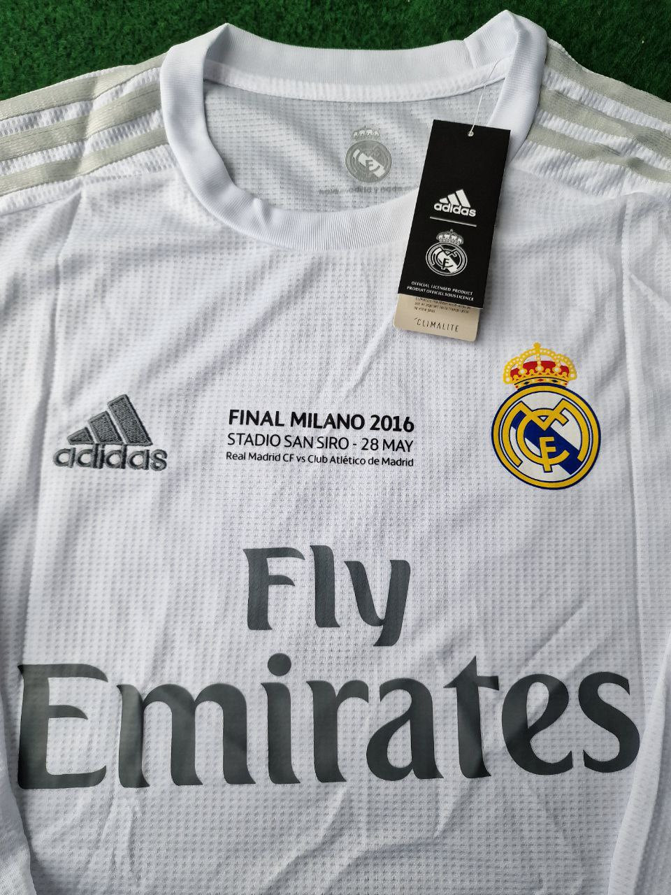 Cristiano Ronaldo 7 - Real Madrid 2016 Champions League Final Long Sleeve Football Jersey Kit