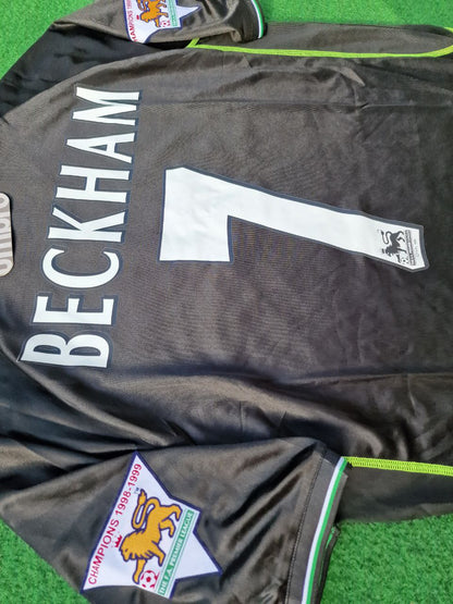 David Beckham Manchester United 1998 1999 Black Retro Football Jersey Kit