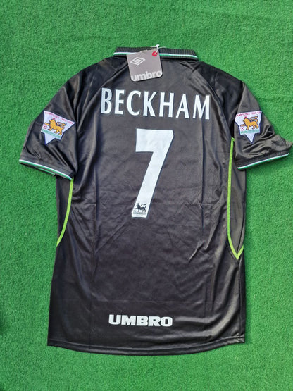 David Beckham Manchester United 1998 1999 Black Retro Football Jersey Kit