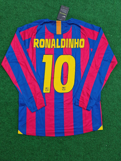 Ronaldinho #10 Barcelona 2005-2006 Long Sleeve Retro Football Jersey