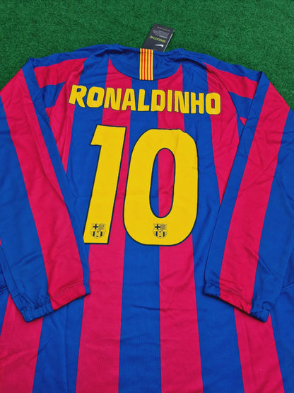 Ronaldinho #10 Barcelona 2005-2006 Long Sleeve Retro Football Jersey
