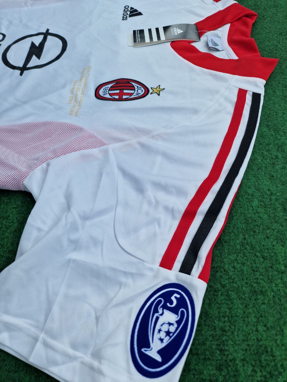 Gennaro Gattuso AC Milan 2003 Champions League Final Old Trafford White Retro Football Jersey