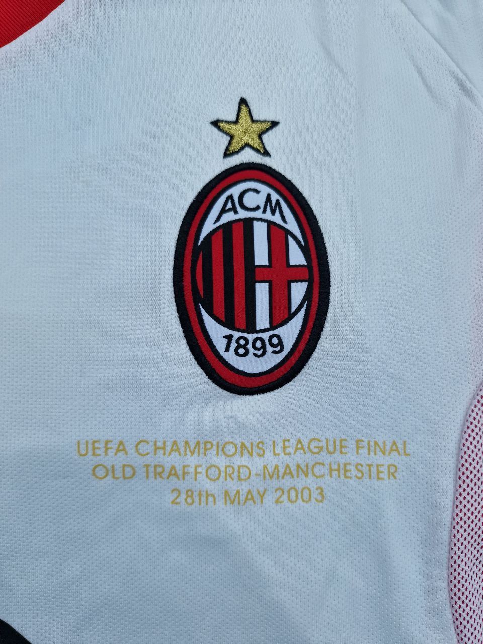 Andriy Shevchenko AC Milan 2003 Champions League Final Old Trafford White Retro Jersey Maglia Maillot