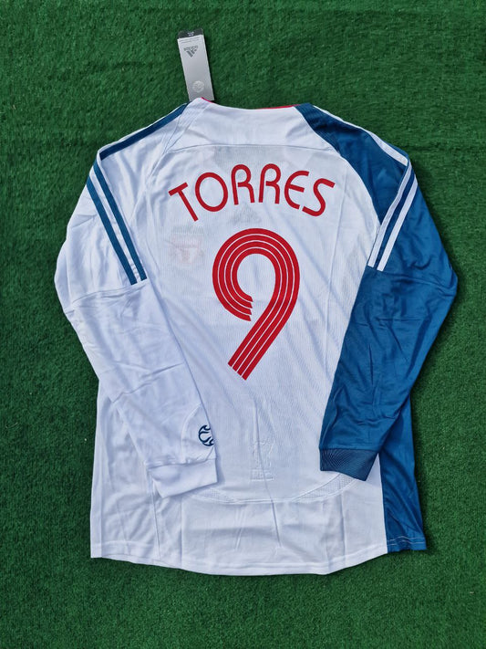 Fernando Torres Liverpool 2007 White Blue Long Sleeve Retro Jersey Trikot Maglia