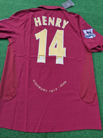 Thierry Henry Arsenal 2006 Highbury Burguny Premier League Patch Retro Football Jersey Kit
