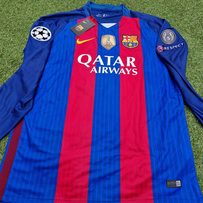Barcelona Luis Suárez 2016 World Champions Patch Long Sleeve Football Jersey