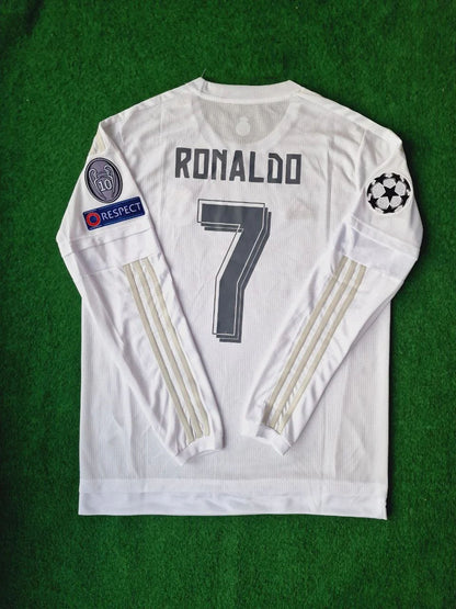 Cristiano Ronaldo 7 - Real Madrid 2016 Champions League Final Long Sleeve Jersey Trikot Maillot Soccer Shirt
