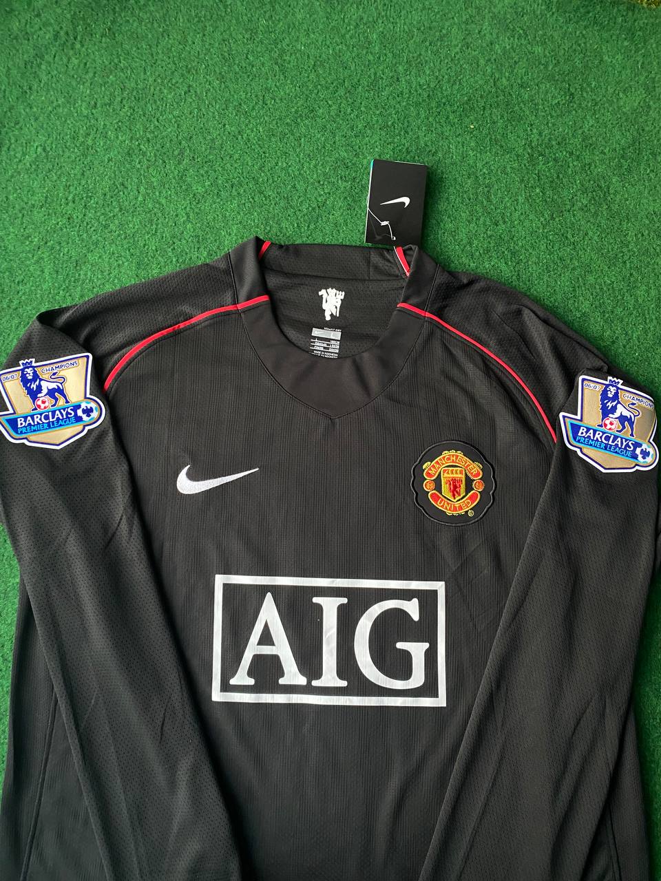 Gary Neville 2007-2008 Manchester United Black Retro Football Jersey