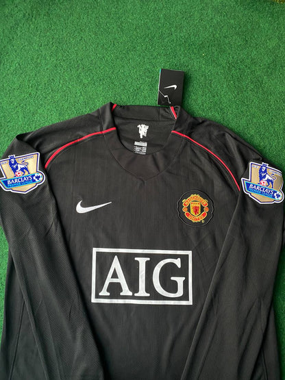 Gary Neville 2007-2008 Manchester United Black Retro Football Jersey