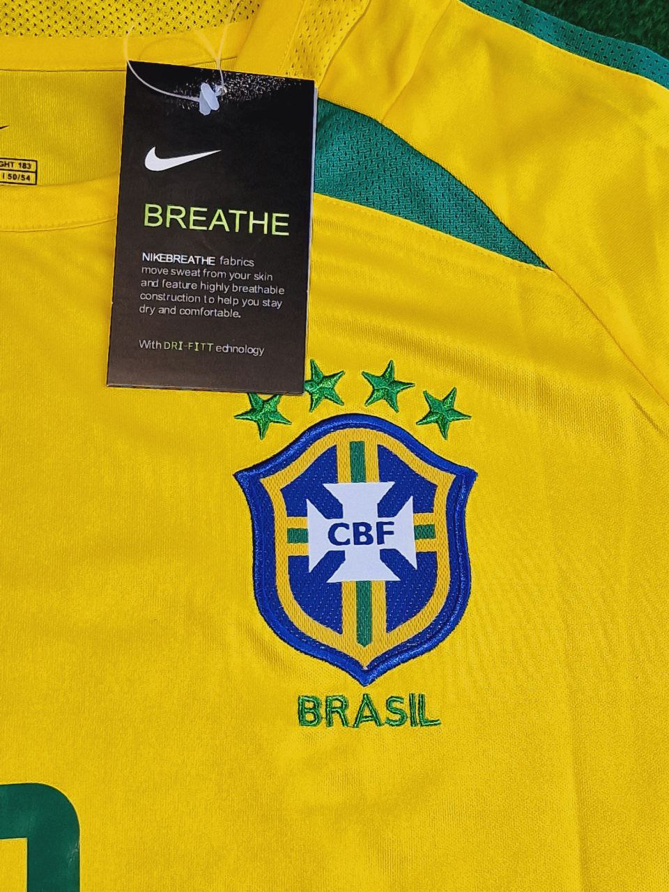 Brazil World Cup 2002 Gilberto Silva Yellow Retro Football Jersey