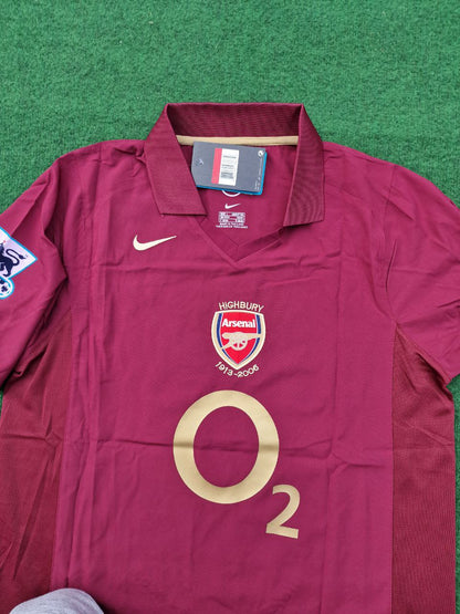 Thierry Henry Arsenal 2006 Highbury Burguny Premier League Patch Retro Football Jersey Kit