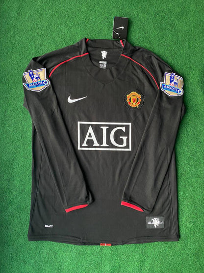 Patrice Evra 2007-2008 Manchester United Black Retro Football Jersey