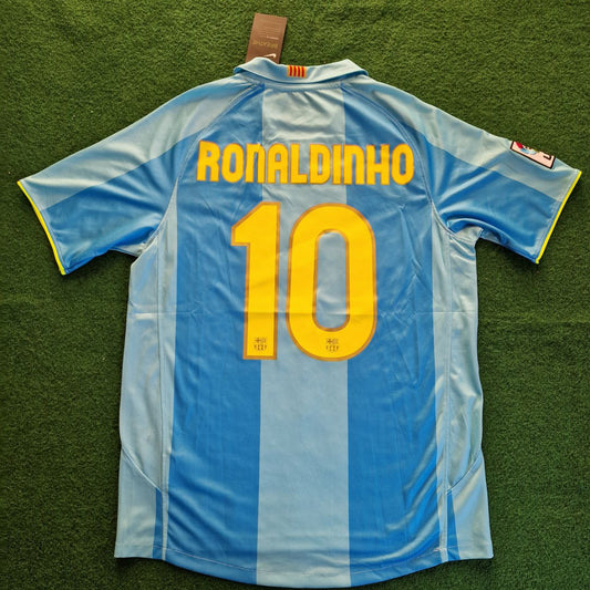 Ronaldinho Gaucho Barcelona 2008 Away Blue Retro Jersey Kit Trikot Maillot