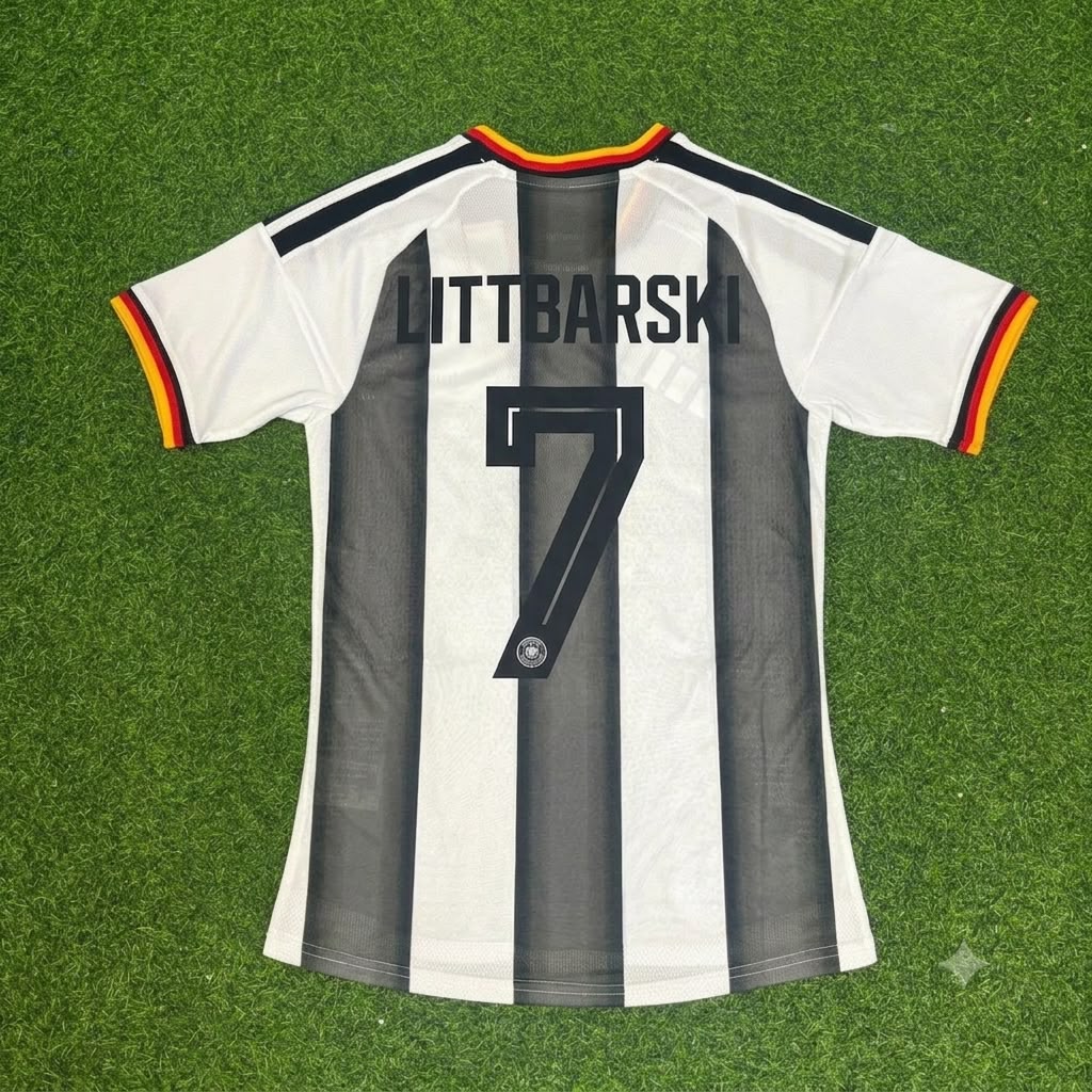Pierre Littbarski Germany Stripe Special Edition Black White Football Jersey
