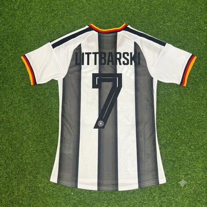 Pierre Littbarski Germany Stripe Special Edition Black White Football Jersey