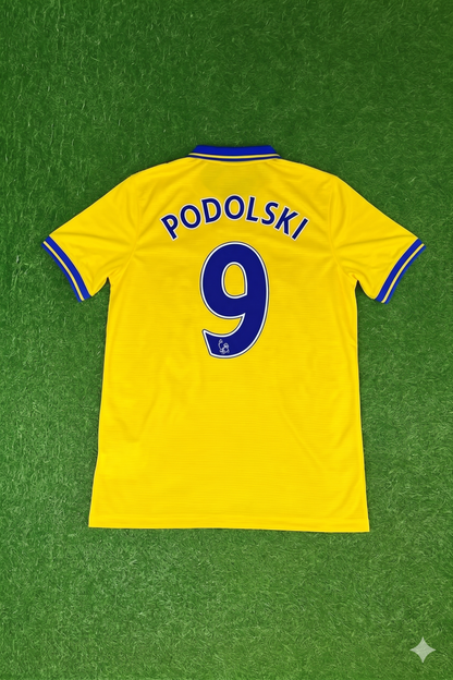 Lukas Podolski Arsenal 2013/2014 Yellow Retro Football Jersey Kit