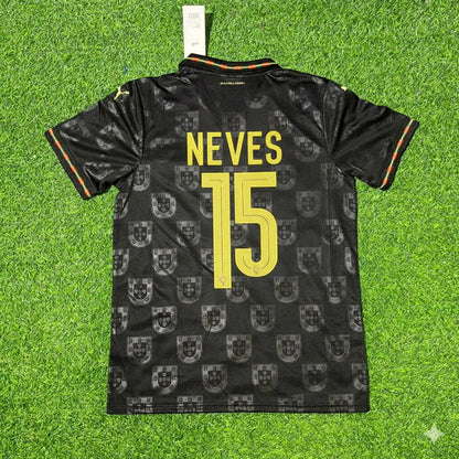 João Neves Portugal 2025/26 Black Football Jersey Kit
