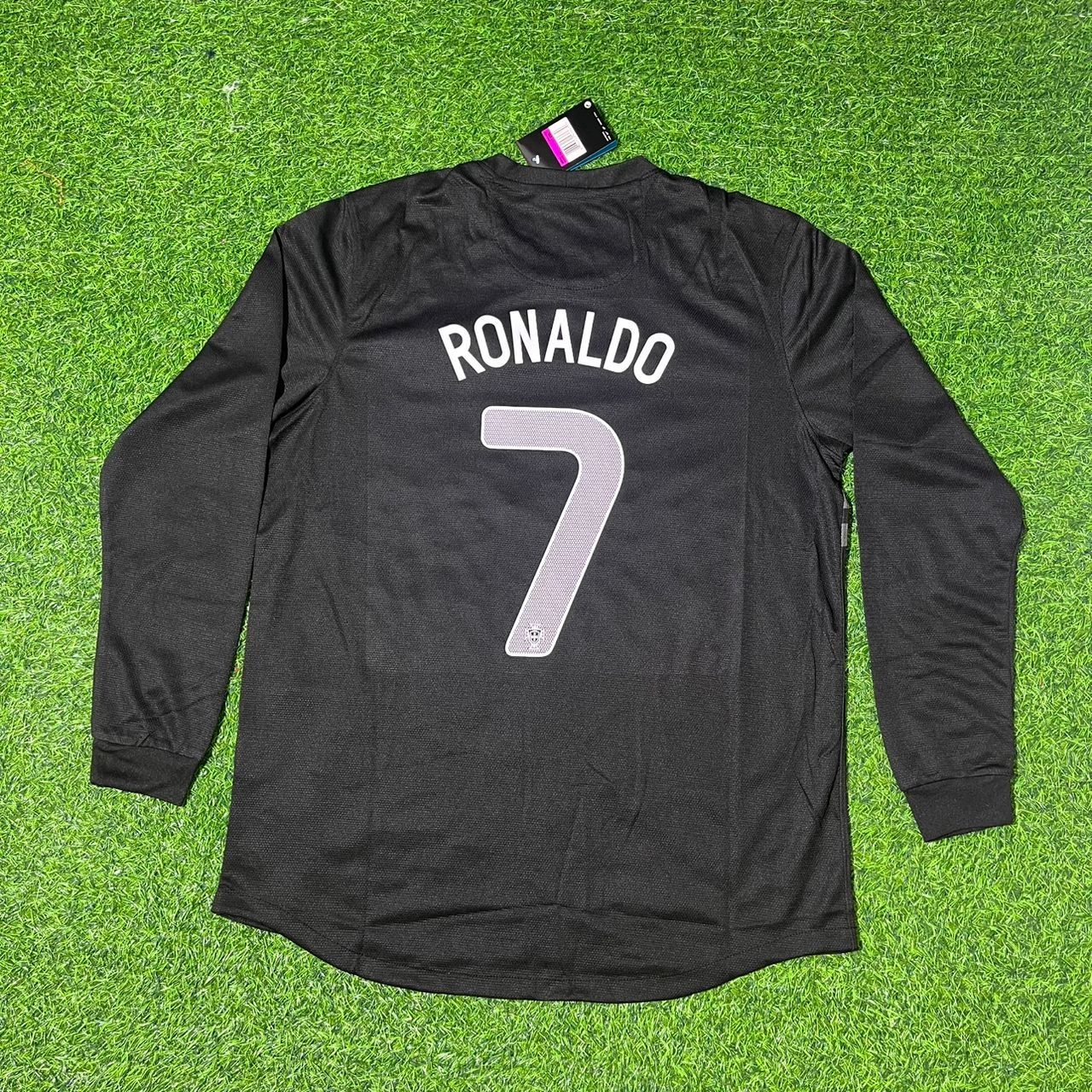 Portugal EURO 2012 Cristiano Ronaldo #7 Retro Away Black Long Sleeve Football Jersey detail view