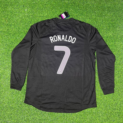 Portugal EURO 2012 Cristiano Ronaldo #7 Retro Away Black Long Sleeve Football Jersey detail view